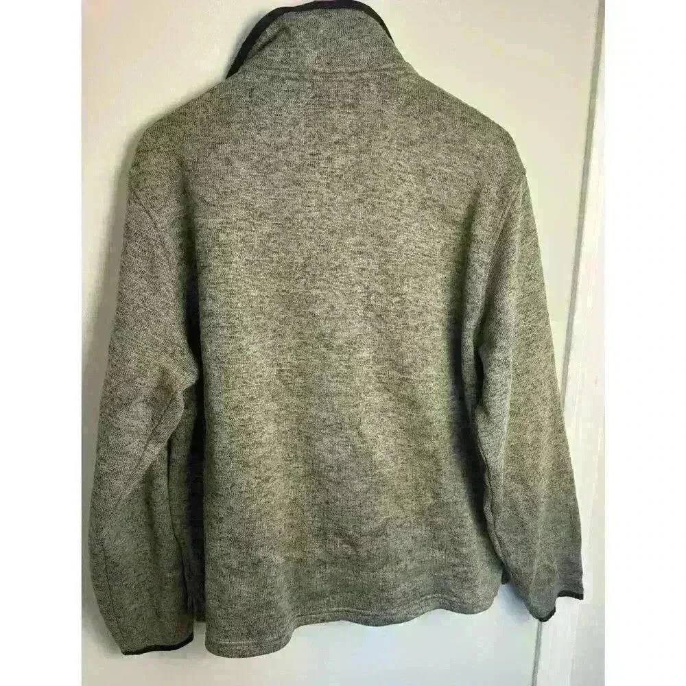 EUC J. Peterman Gray Full Zip Sweater Men’s XL Black Trim on Sleeves and Collar - Picture 2 of 8